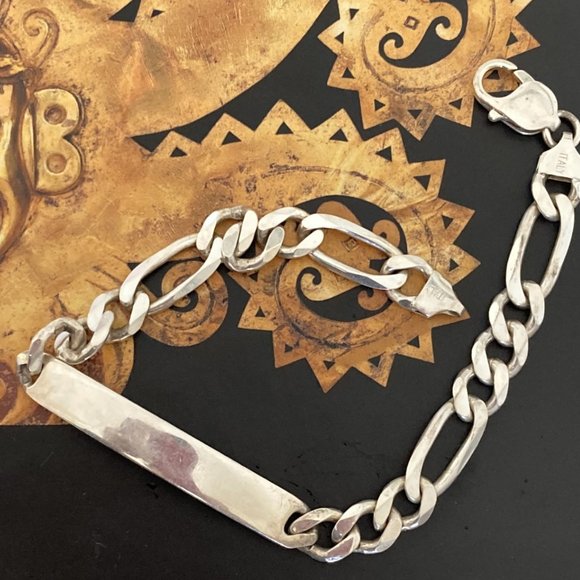 COPY - Sterling silver ID - extra large bracelet or small anklet - made in Italy - Picture 1 of 4
